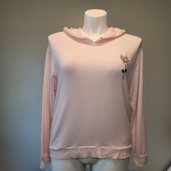 Splendid Embroidered Rose Hoodie Ballerina Pink Large NWT - Picture 2 of 13